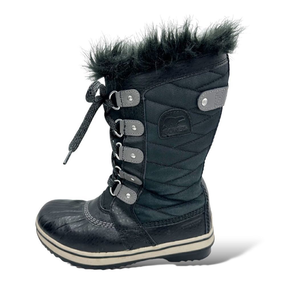 Sorel YOUTH TOFINO II‎ BOOT faux fur top waterproof winter boots size 2 lace up